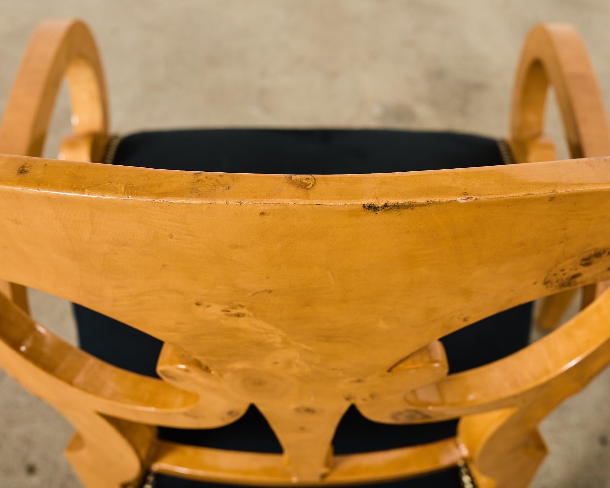 Set of Twelve Viennese Biedermeier Style Burl Maple Dining Chairs For Sale 6