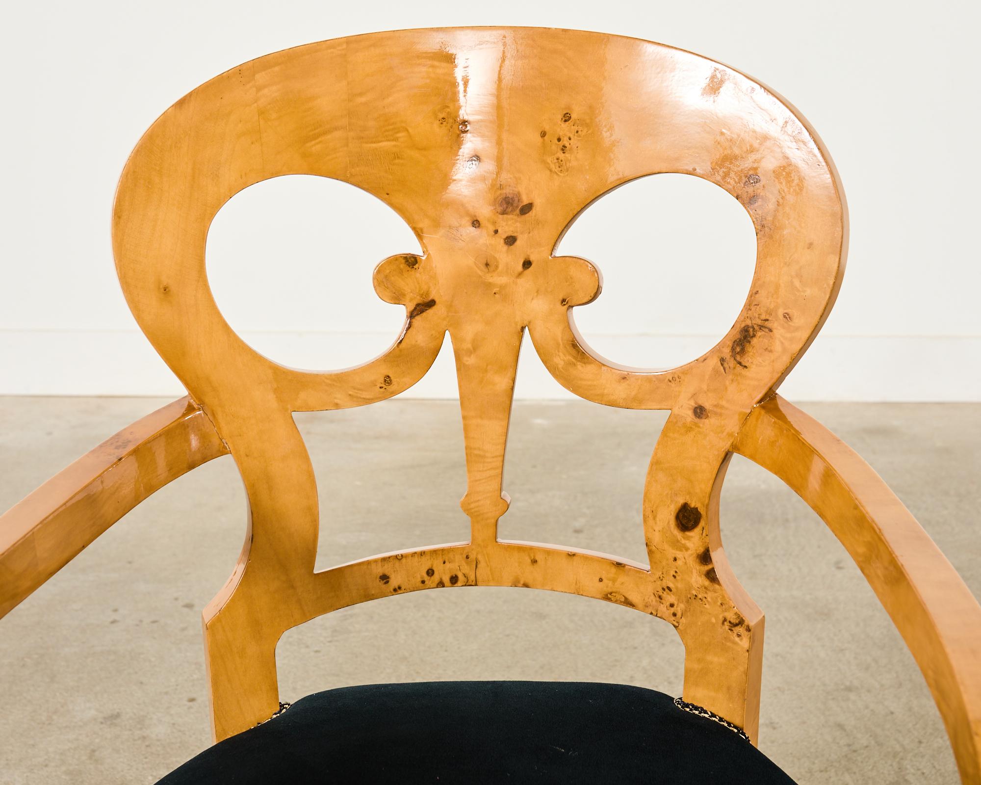 Set of Twelve Viennese Biedermeier Style Burl Maple Dining Chairs For Sale 7