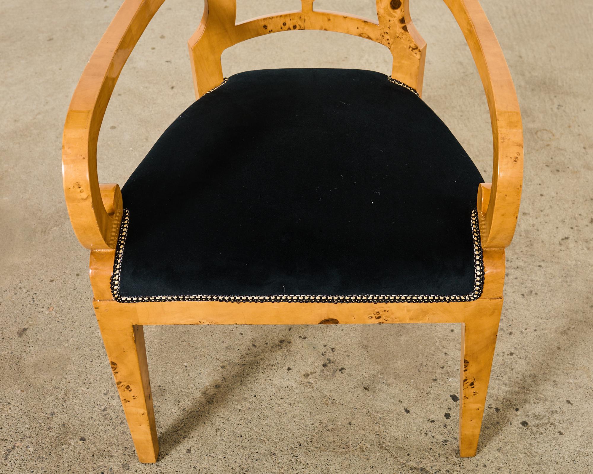 Set of Twelve Viennese Biedermeier Style Burl Maple Dining Chairs For Sale 8