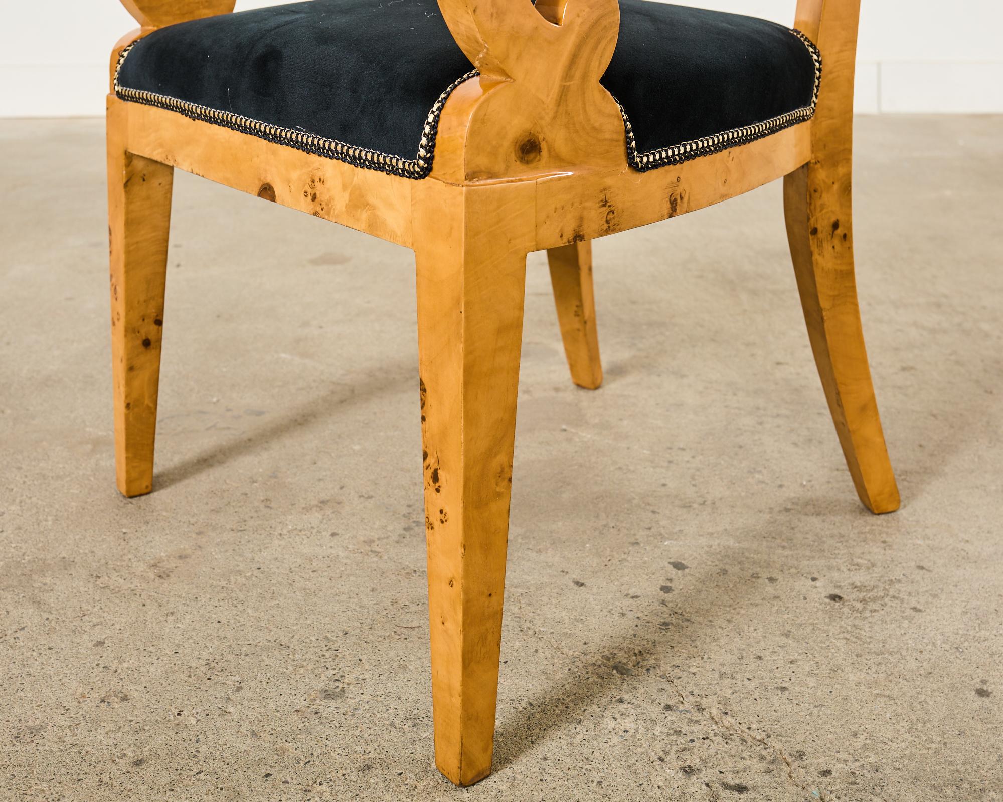Set of Twelve Viennese Biedermeier Style Burl Maple Dining Chairs  For Sale 10