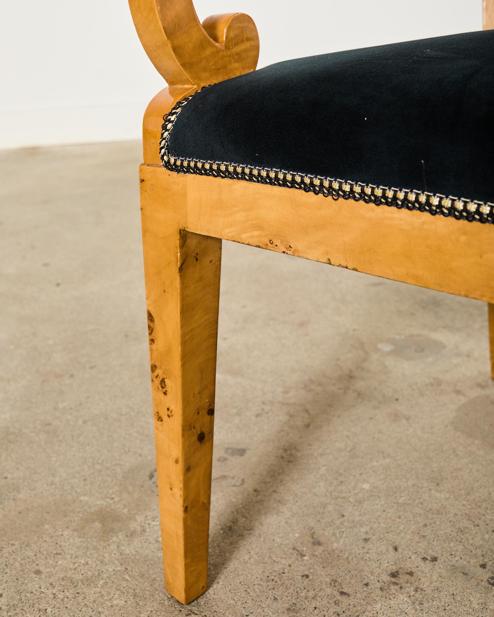 Set of Twelve Viennese Biedermeier Style Burl Maple Dining Chairs For Sale 10