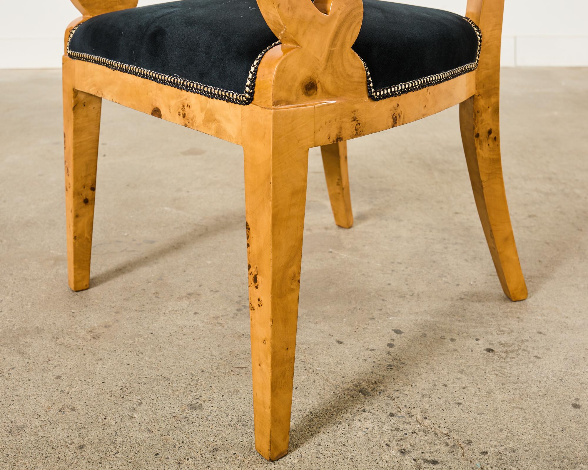 Set of Twelve Viennese Biedermeier Style Burl Maple Dining Chairs For Sale 11