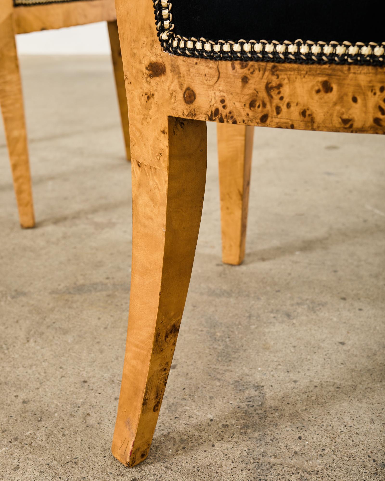 Set of Twelve Viennese Biedermeier Style Burl Maple Dining Chairs  For Sale 12