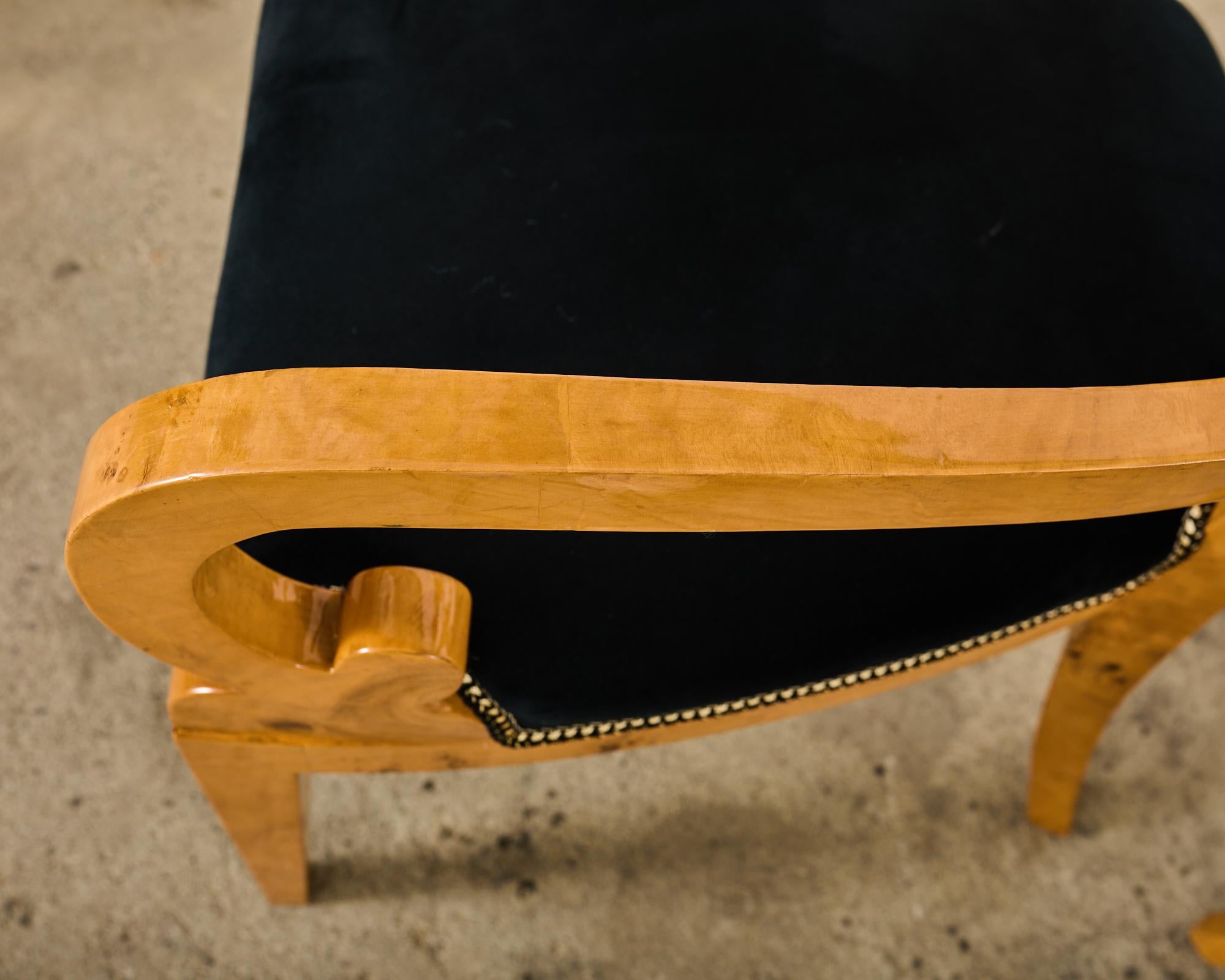 Set of Twelve Viennese Biedermeier Style Burl Maple Dining Chairs For Sale 2