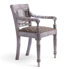 Set of Twelve Vintage Anglo Indian Metal Clad Neoclassical Armchairs