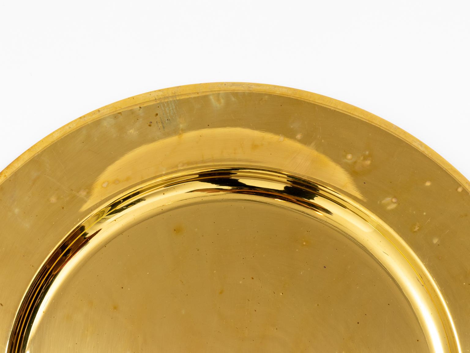 Mid-Century Modern Set of Twelve Vintage Brass Charger Plates