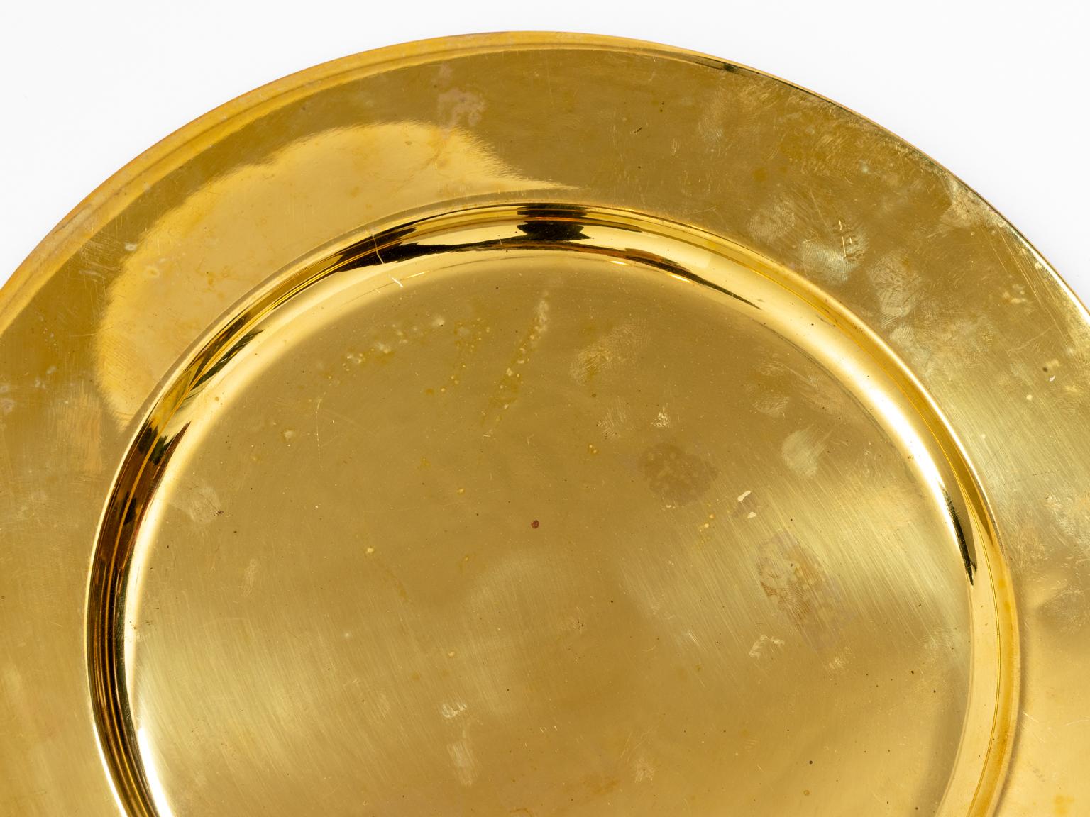 20th Century Set of Twelve Vintage Brass Charger Plates