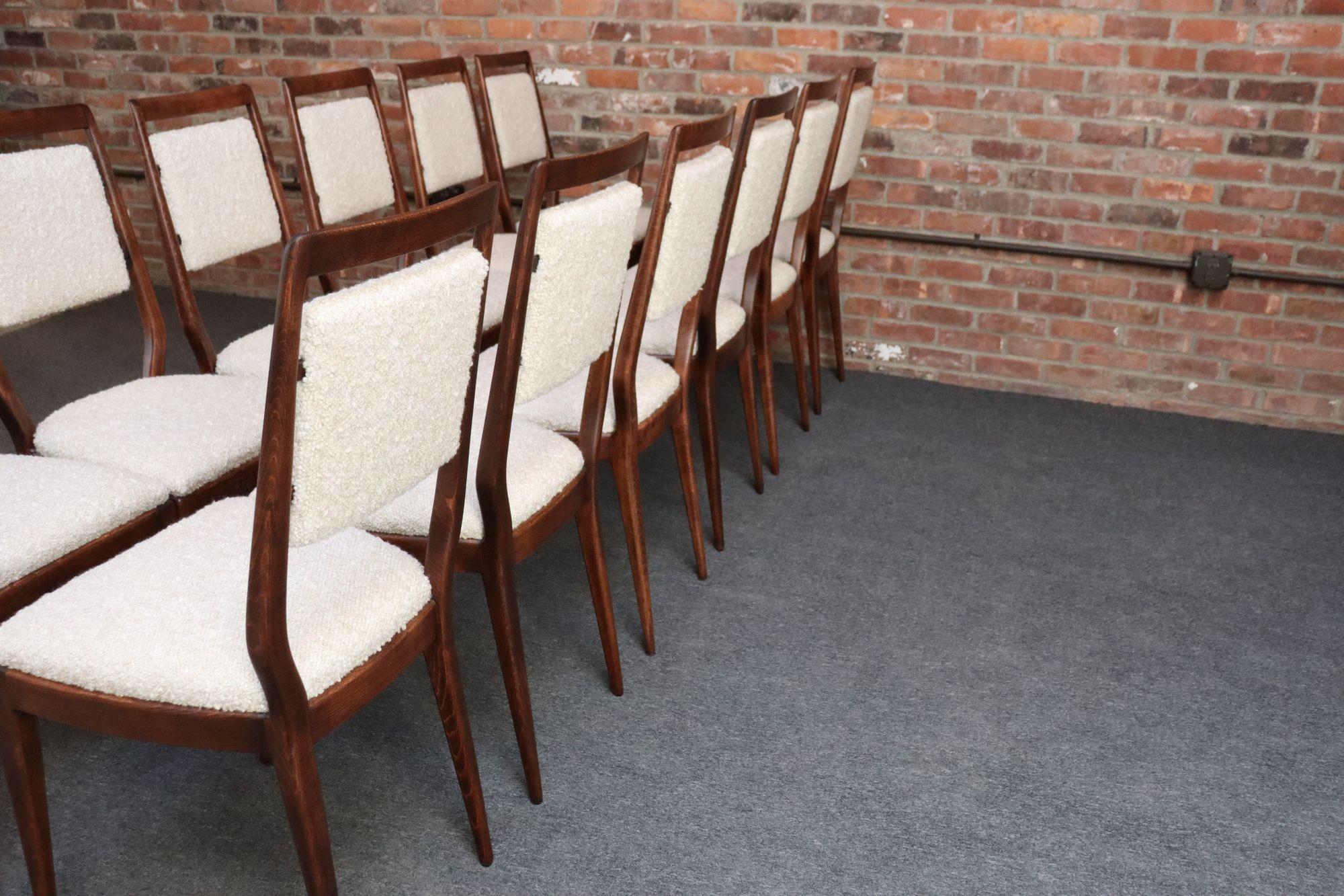 Set of Twelve Vintage Italian Modern Walnut Dining Chairs by Vittorio Dassi 4