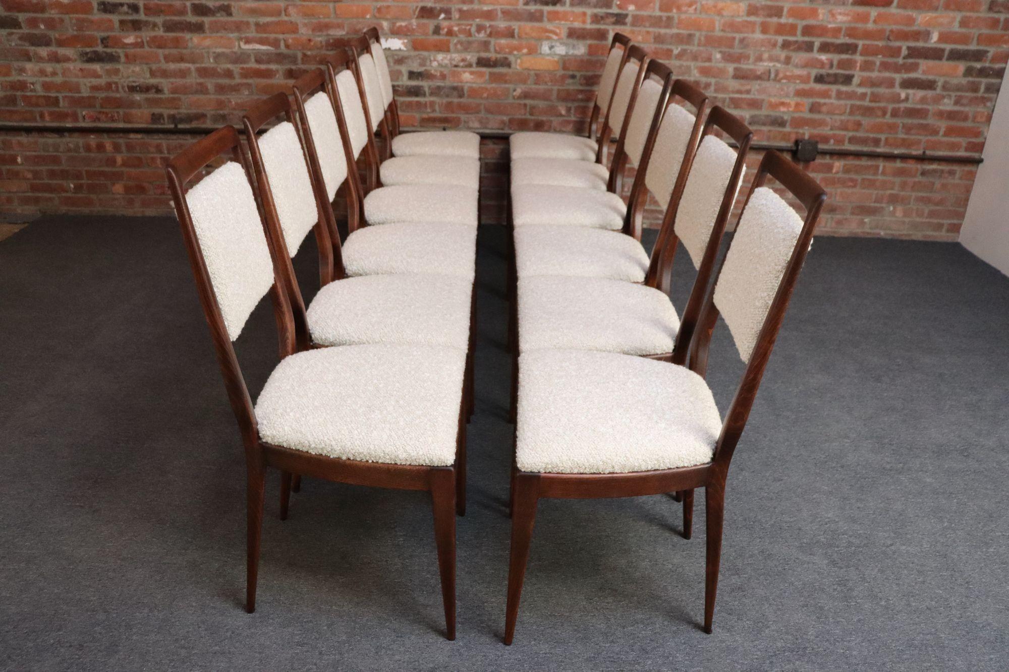 Mid-20th Century Set of Twelve Vintage Italian Modern Walnut Dining Chairs by Vittorio Dassi