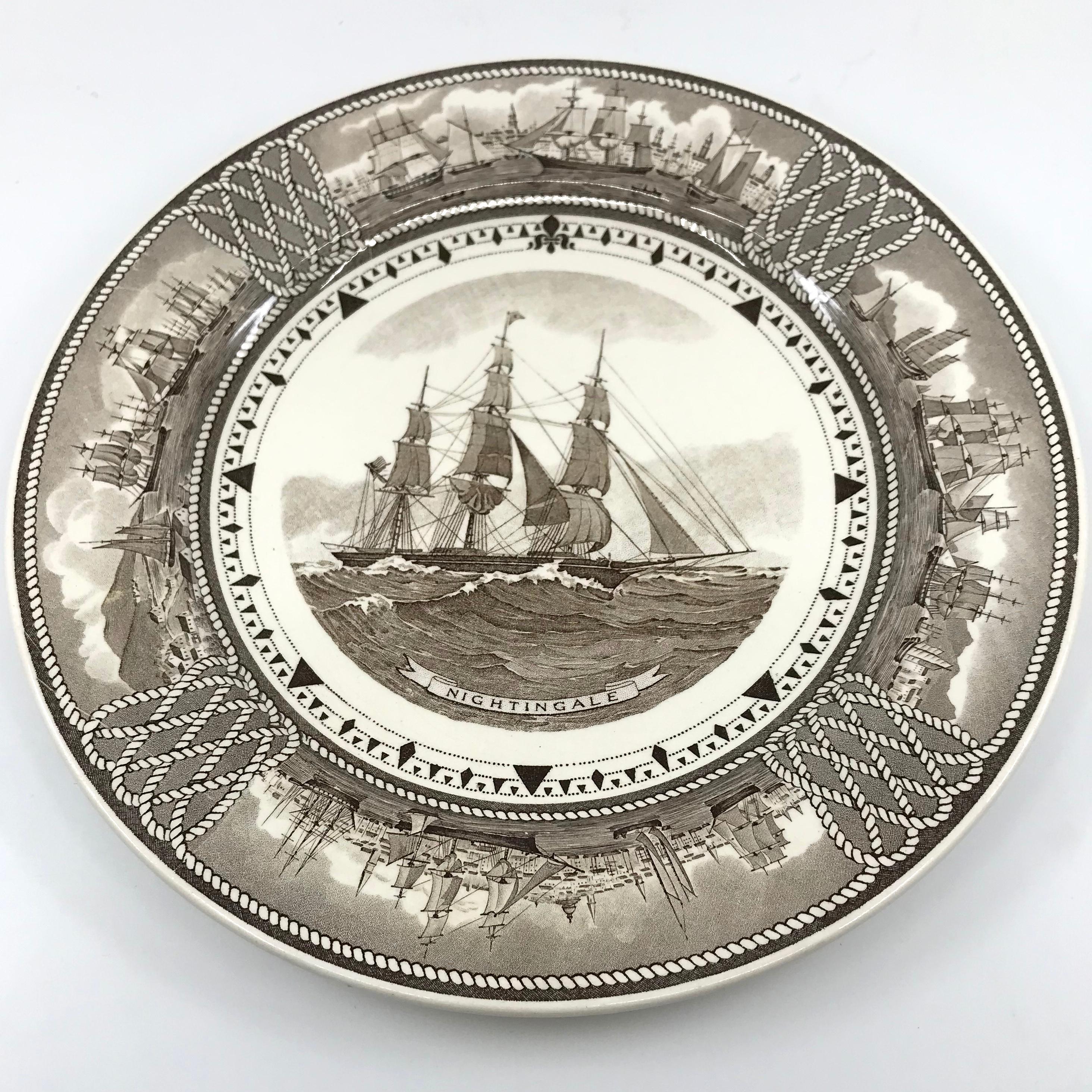 English Set of Twelve Wedgwood American Clipper Ships Plates