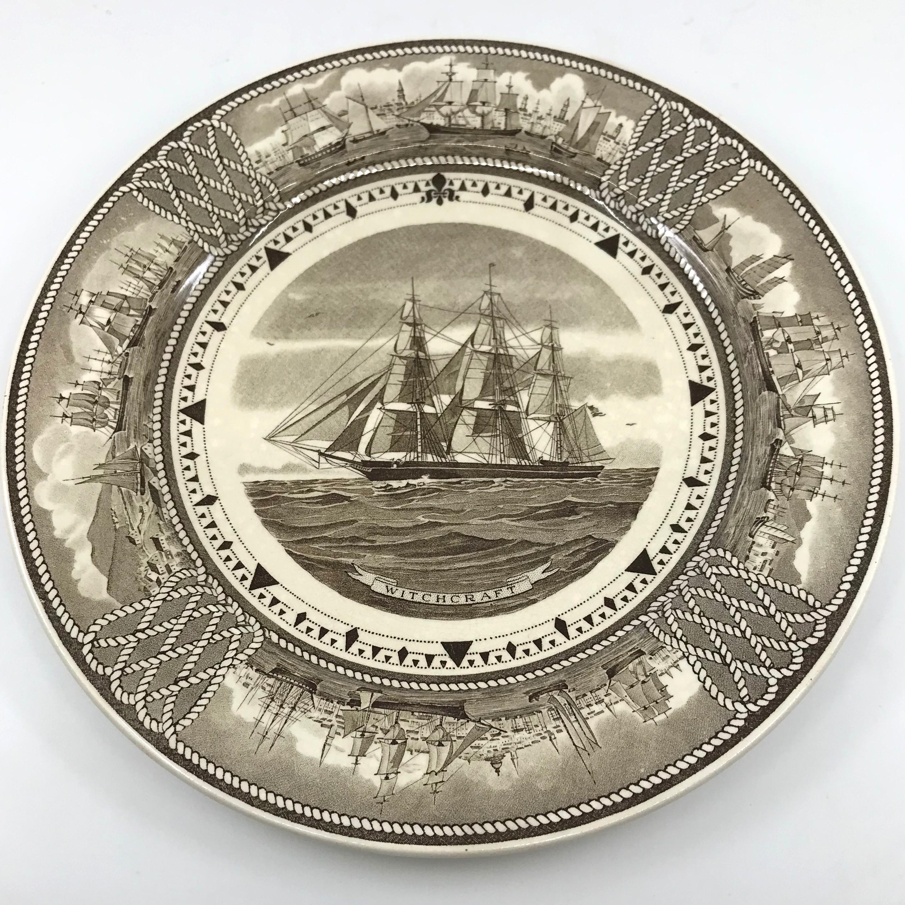 Mid-20th Century Set of Twelve Wedgwood American Clipper Ships Plates