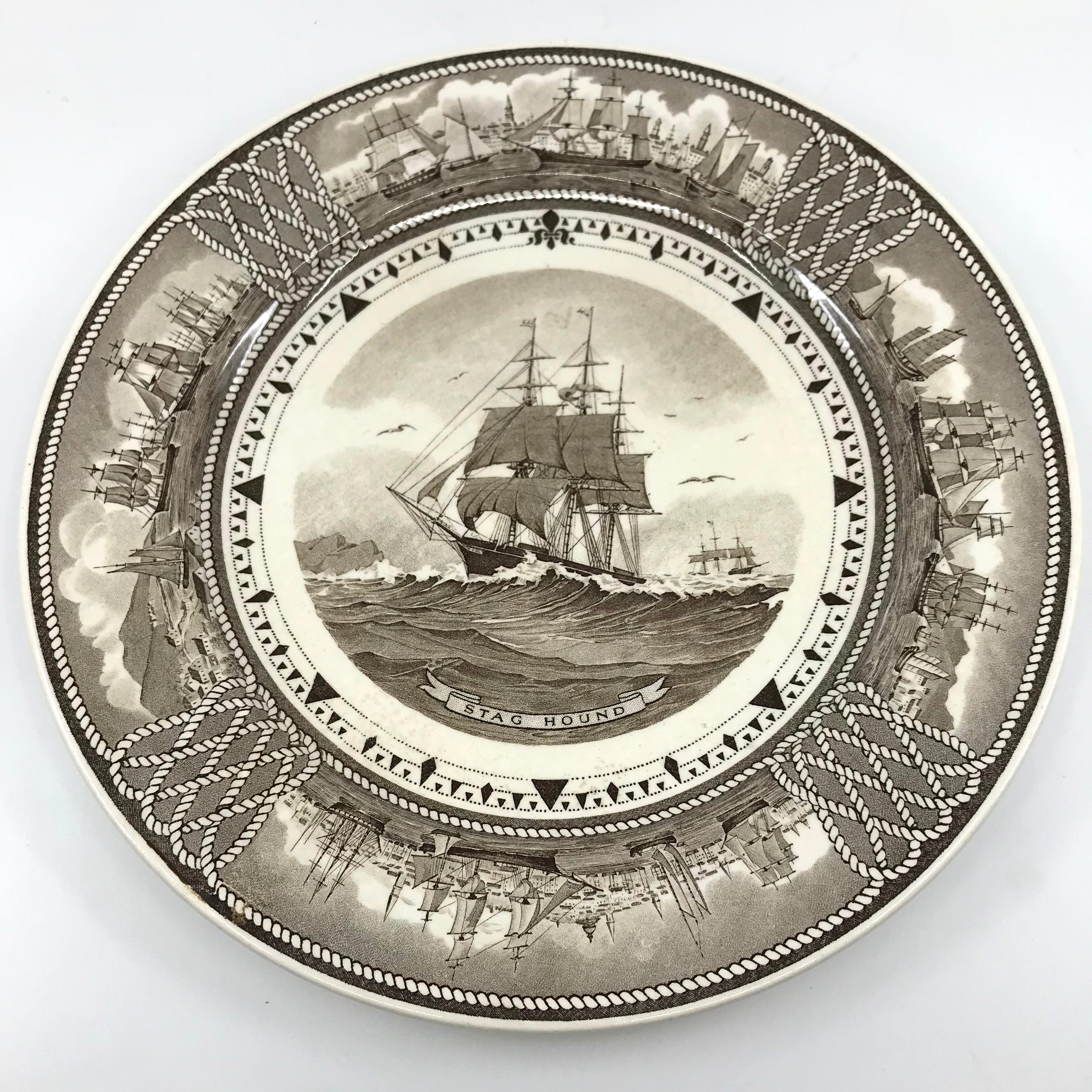 Creamware Set of Twelve Wedgwood American Clipper Ships Plates