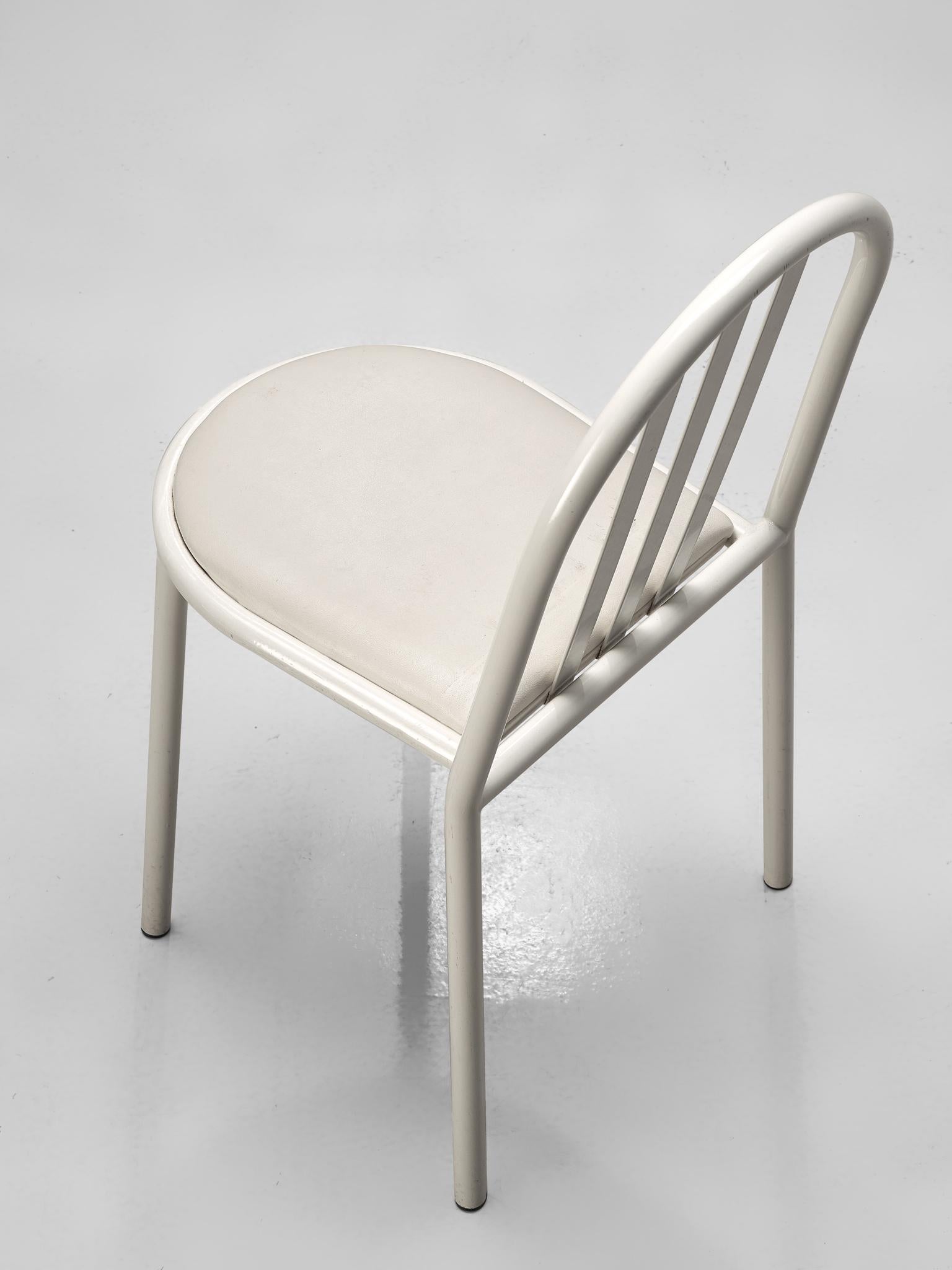 Set of Twelve White Tubular Steel Chairs by Robert Mallet Stevens 4