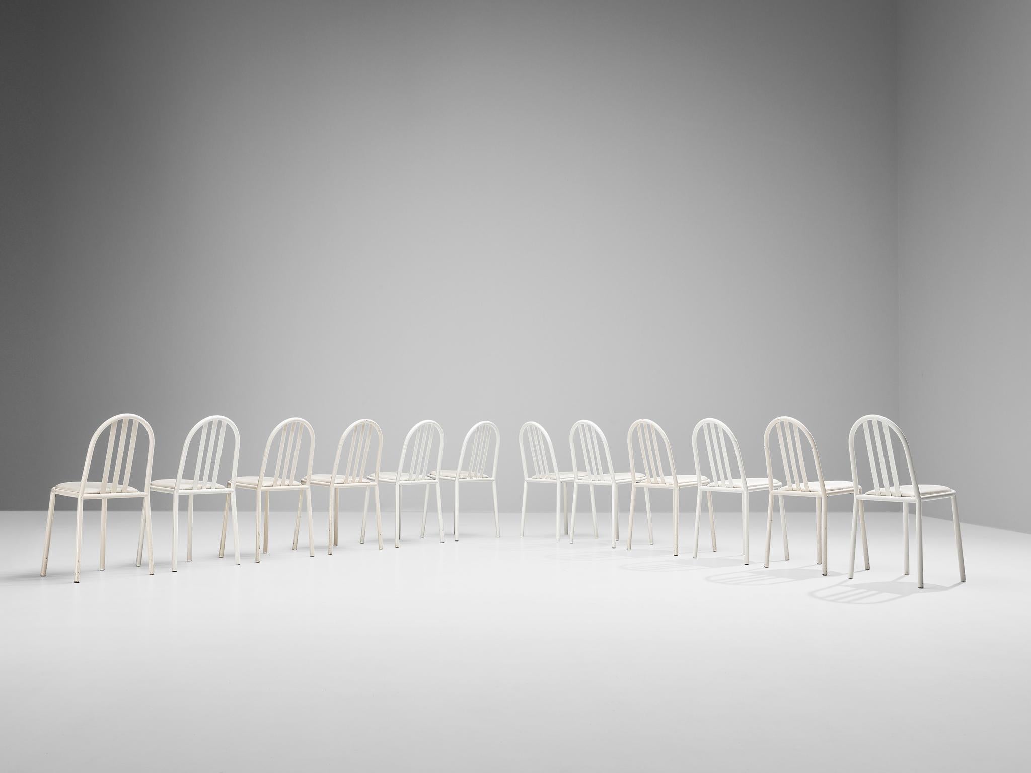 Ensemble de douze chaises blanches en acier tubulaire de Robert Mallet Stevens en vente 1