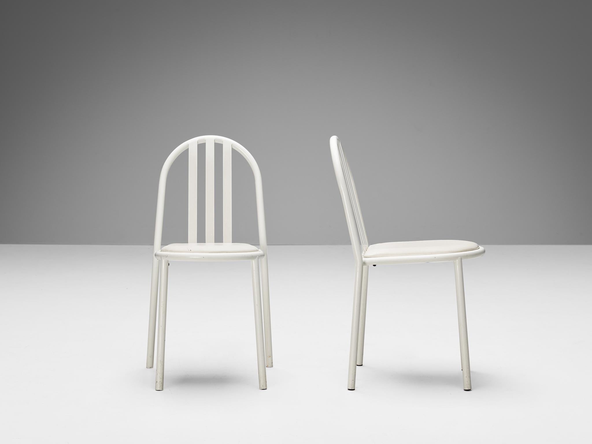 Mid-Century Modern Set of Twelve White Tubular Steel Chairs by Robert Mallet Stevens For Sale
