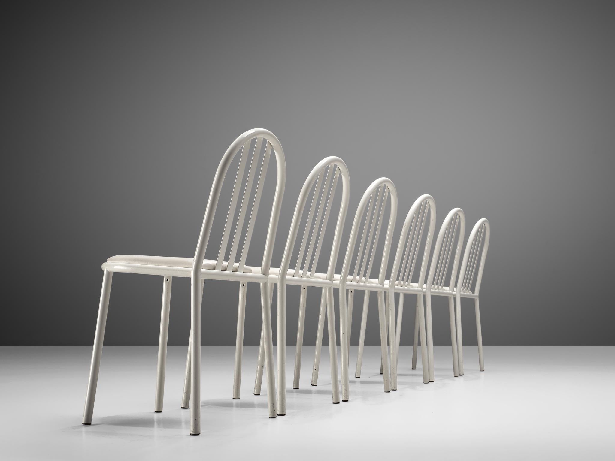 French Set of Twelve White Tubular Steel Chairs by Robert Mallet Stevens