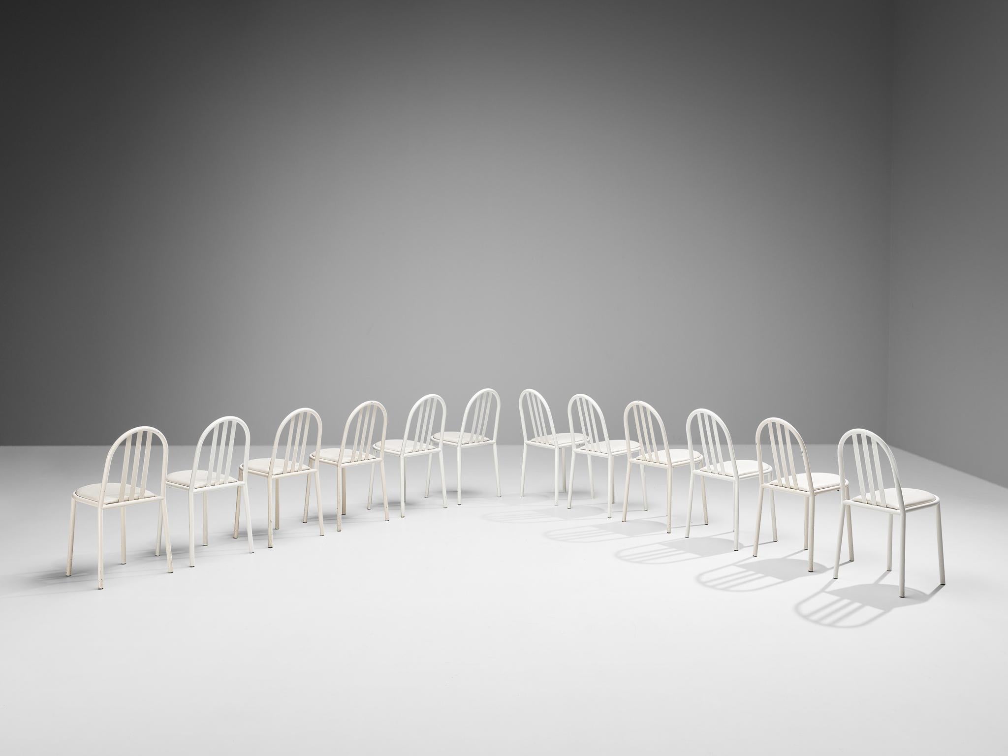 French Set of Twelve White Tubular Steel Chairs by Robert Mallet Stevens For Sale