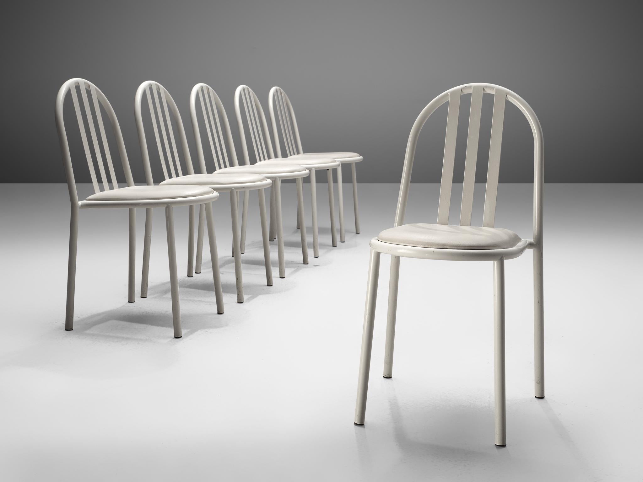 Set of Twelve White Tubular Steel Chairs by Robert Mallet Stevens In Good Condition In Waalwijk, NL