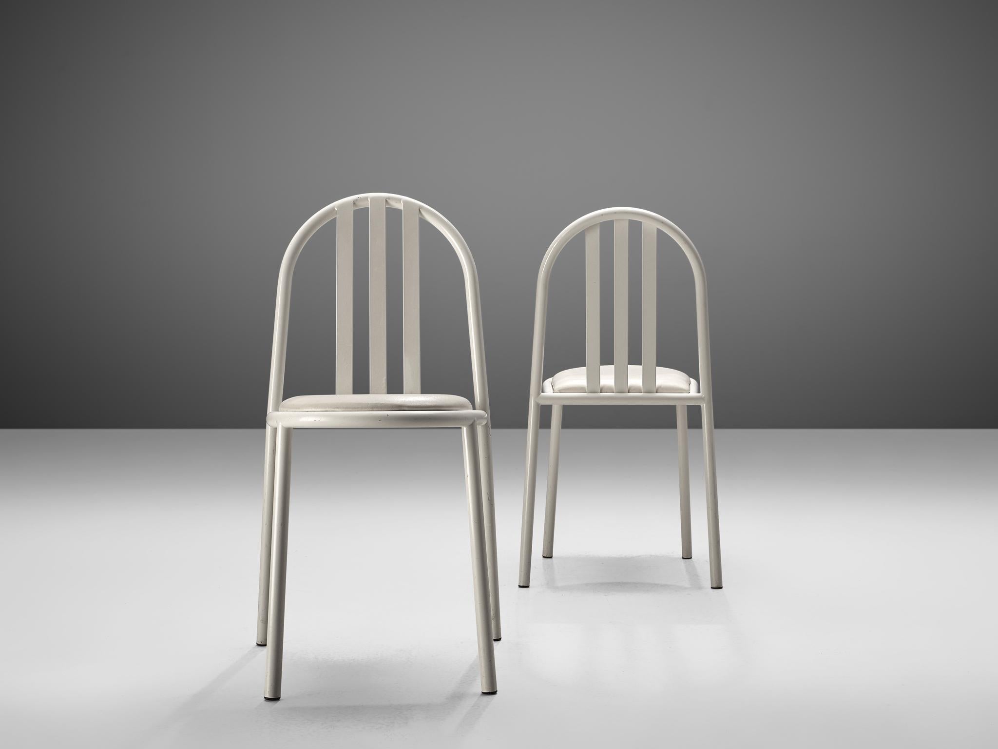 Set of Twelve White Tubular Steel Chairs by Robert Mallet Stevens 1