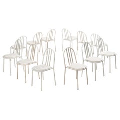 Set of Twelve White Tubular Steel Chairs by Robert Mallet Stevens