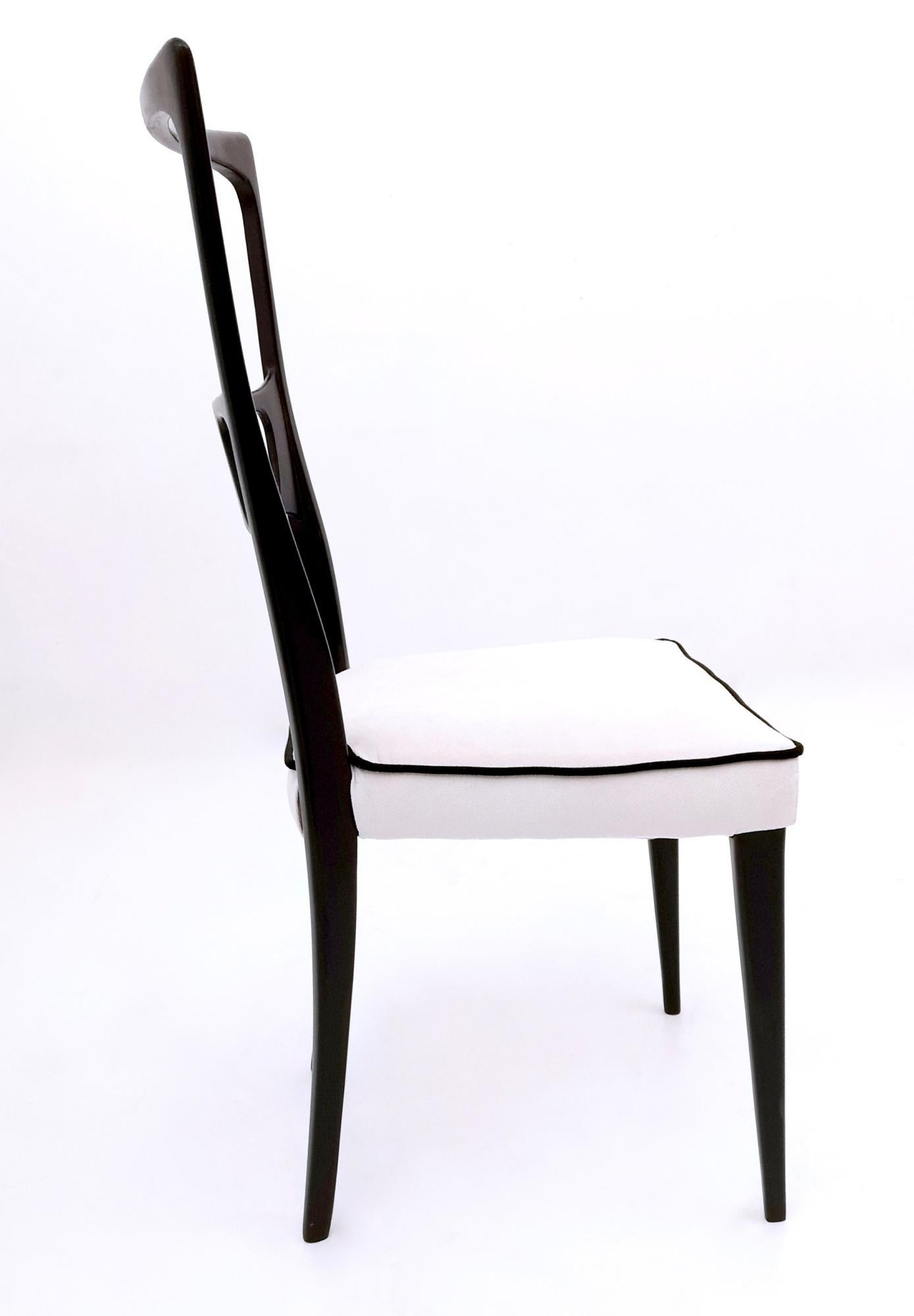 Set of Twelve Vintage Dining Chairs with White Velvet Upholstery, Italy 1