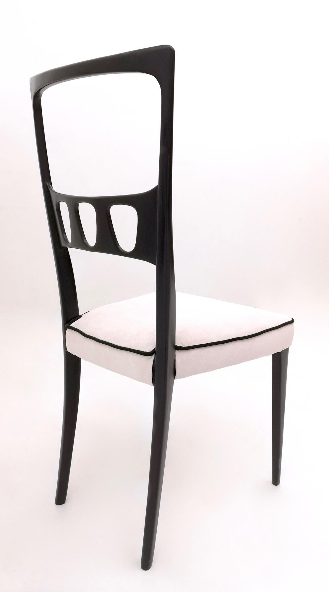 Set of Twelve Vintage Dining Chairs with White Velvet Upholstery, Italy 2