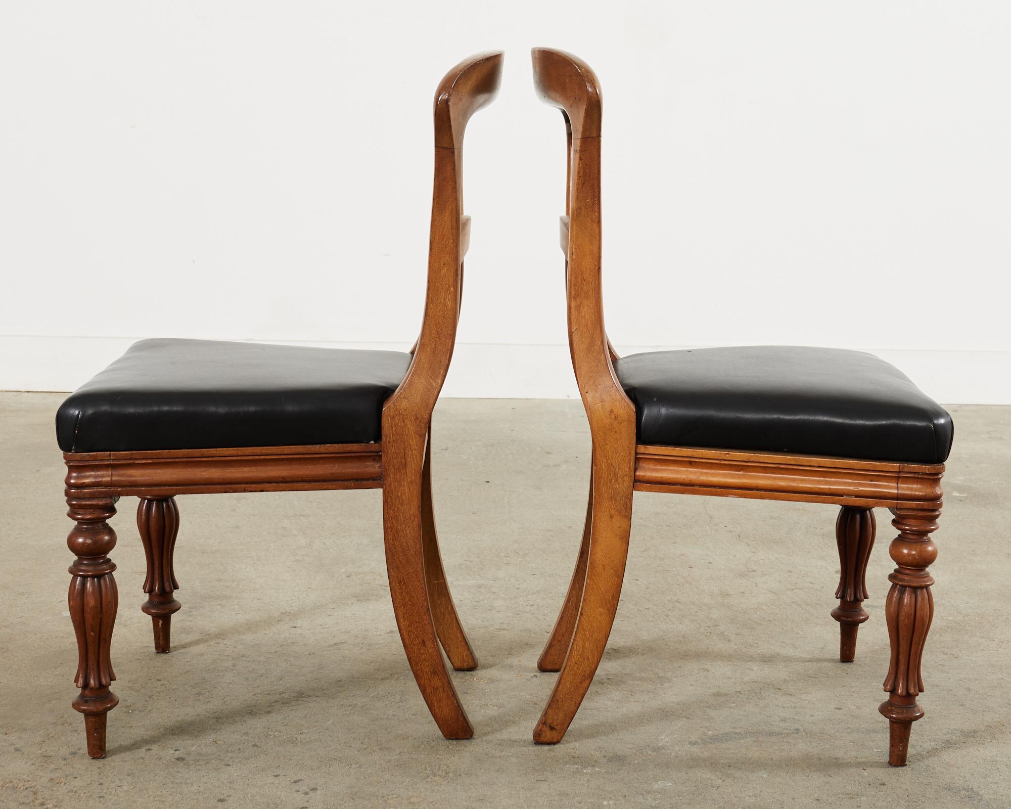 Set of Twelve William IV Mahogany Leather Dining Chairs For Sale 4