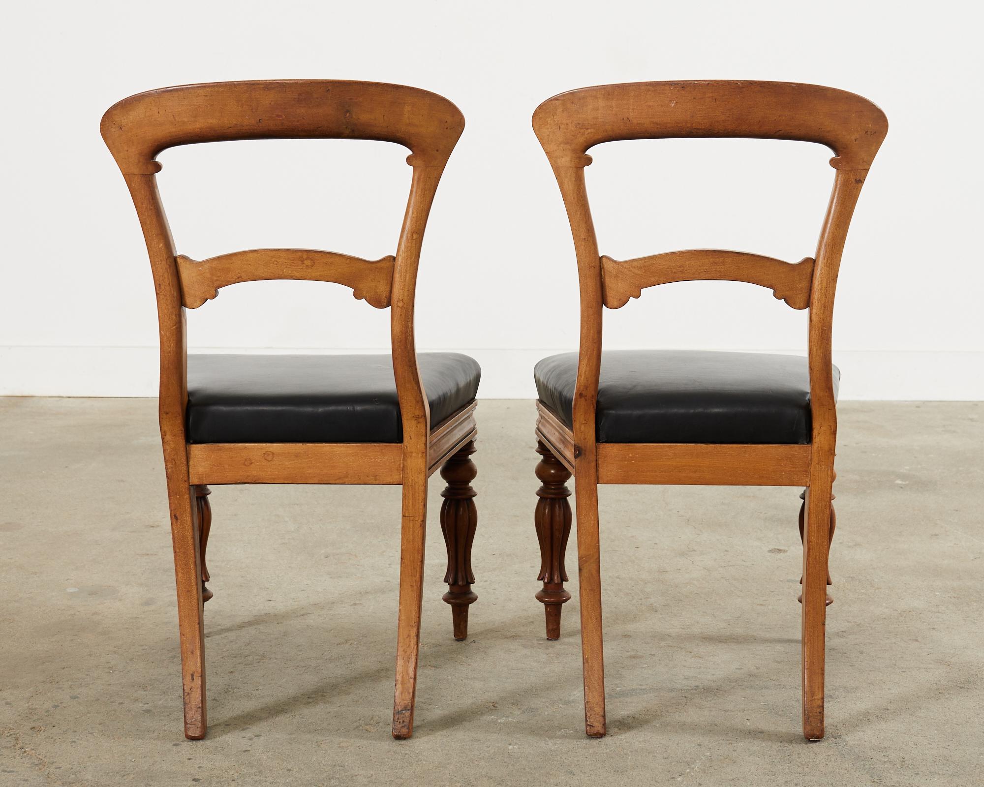 Set of Twelve William IV Mahogany Leather Dining Chairs For Sale 5