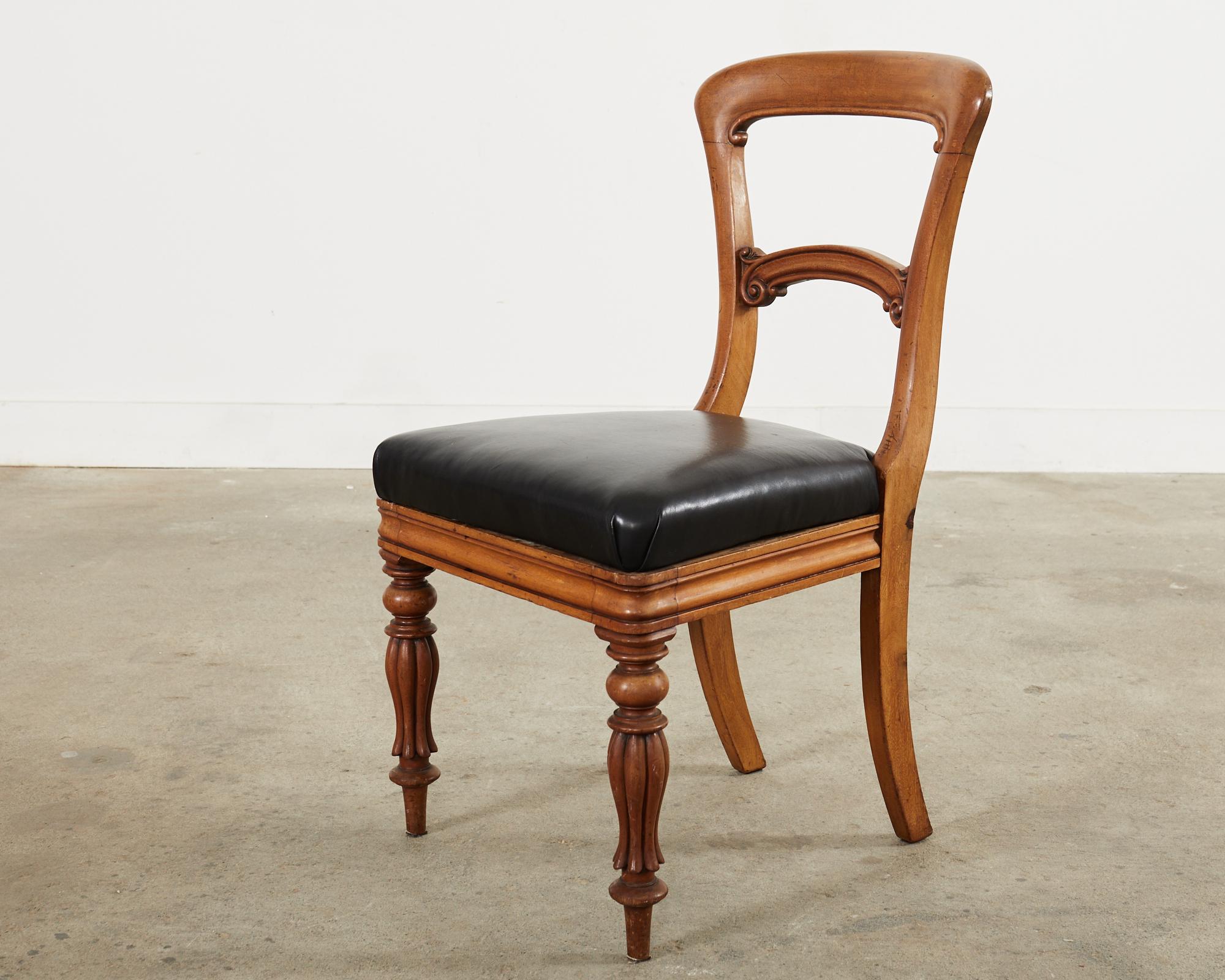 Set of Twelve William IV Mahogany Leather Dining Chairs For Sale 6