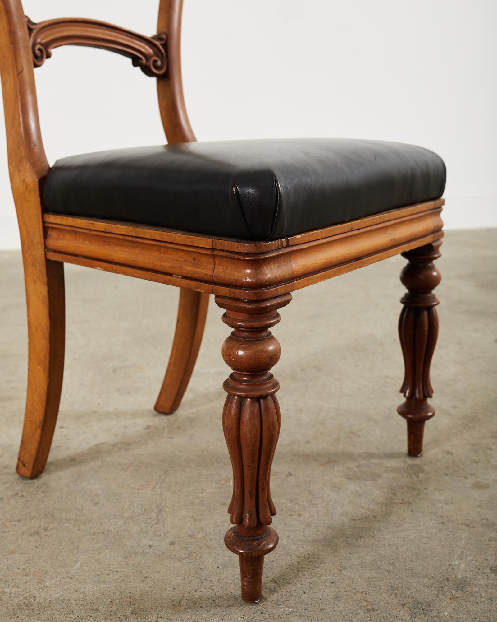 Set of Twelve William IV Mahogany Leather Dining Chairs For Sale 7