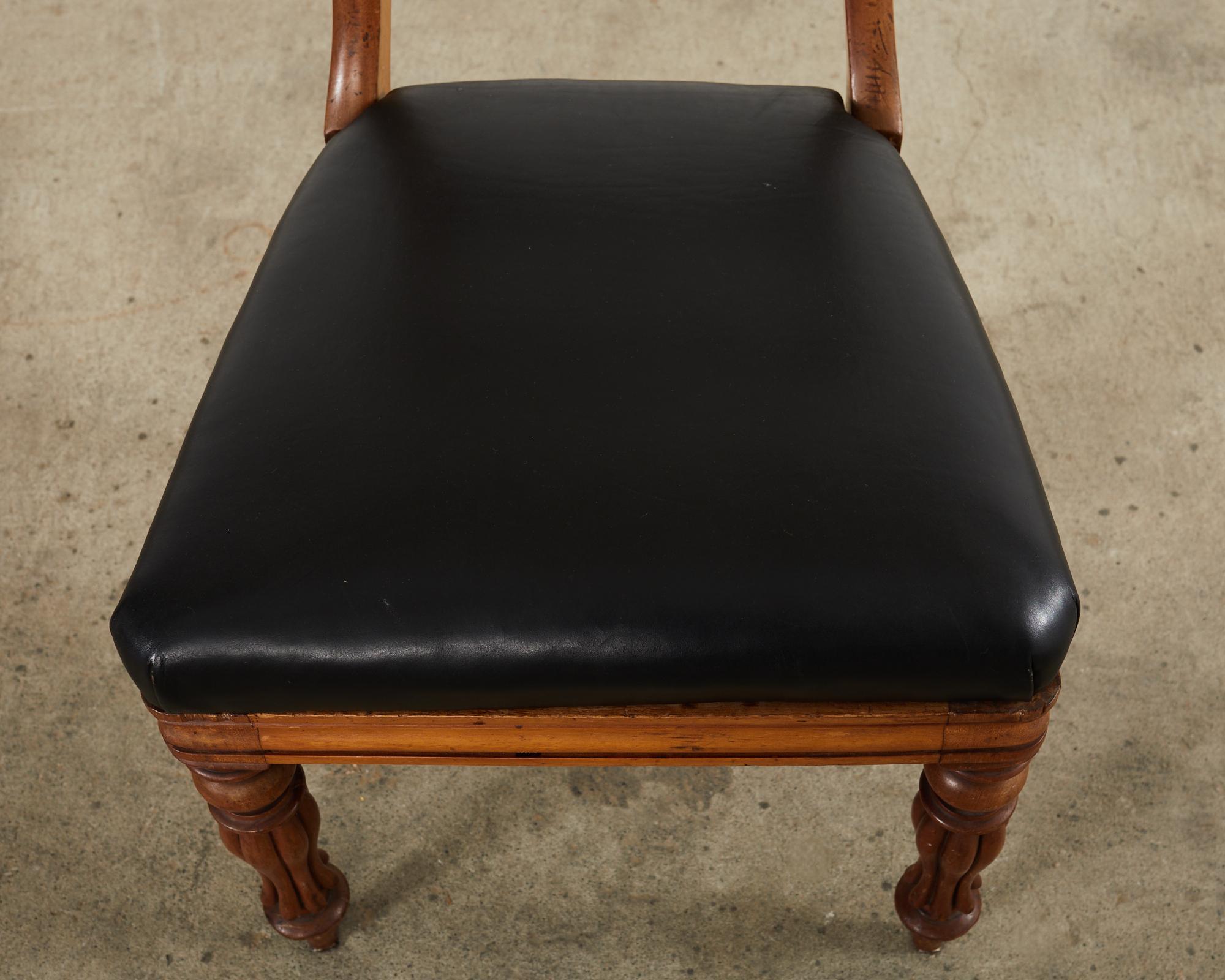 Set of Twelve William IV Mahogany Leather Dining Chairs For Sale 13