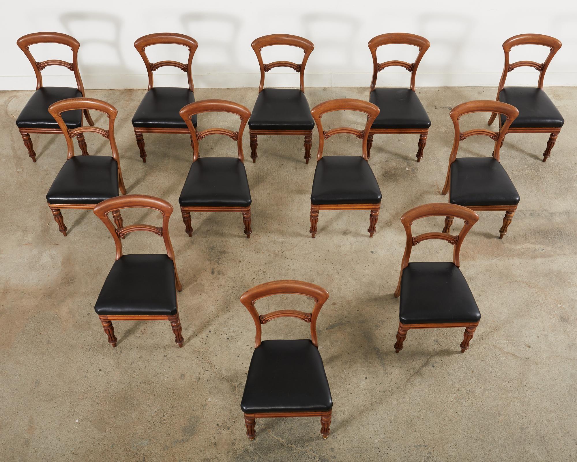 Hand-Crafted Set of Twelve William IV Mahogany Leather Dining Chairs For Sale
