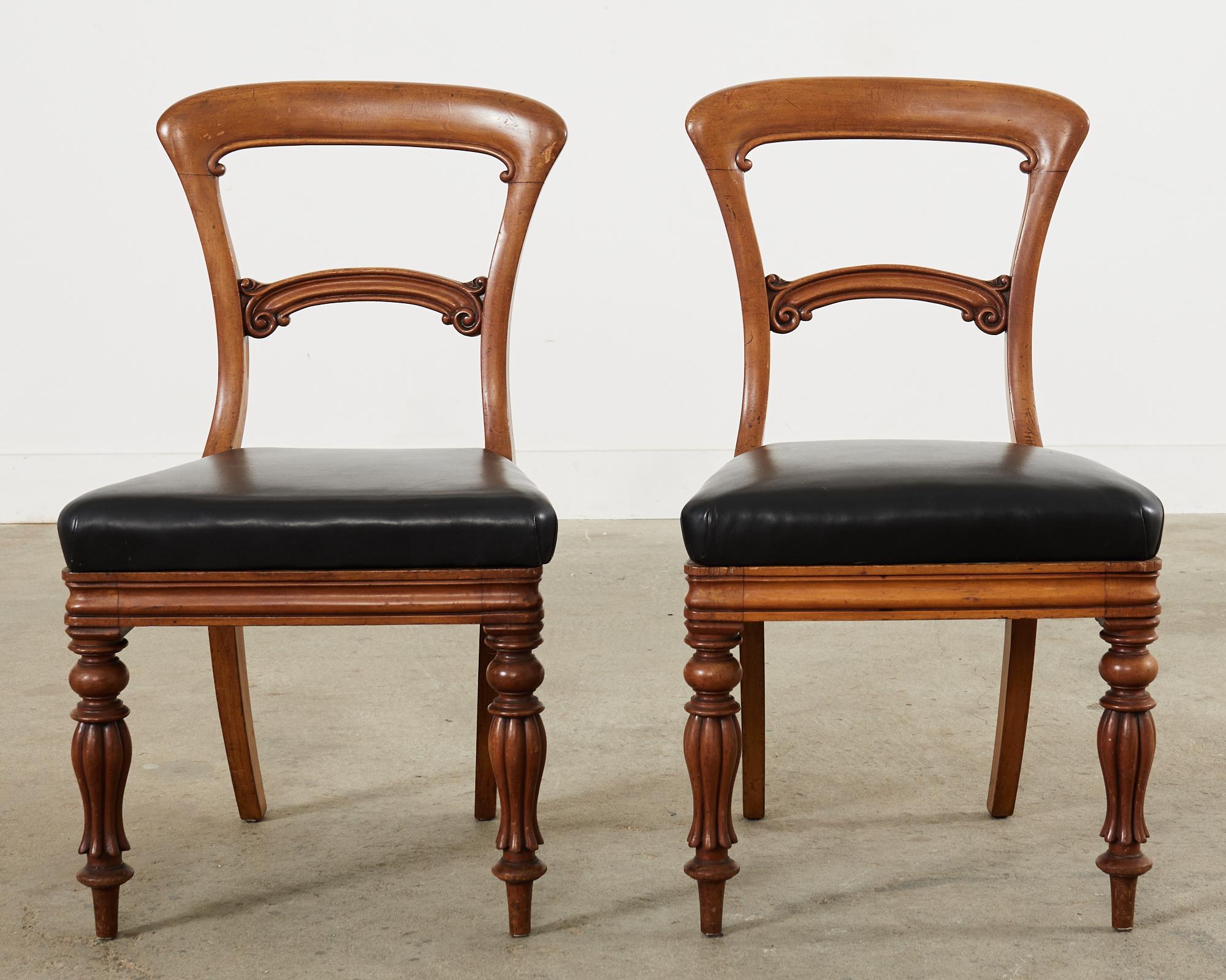 19th Century Set of Twelve William IV Mahogany Leather Dining Chairs For Sale