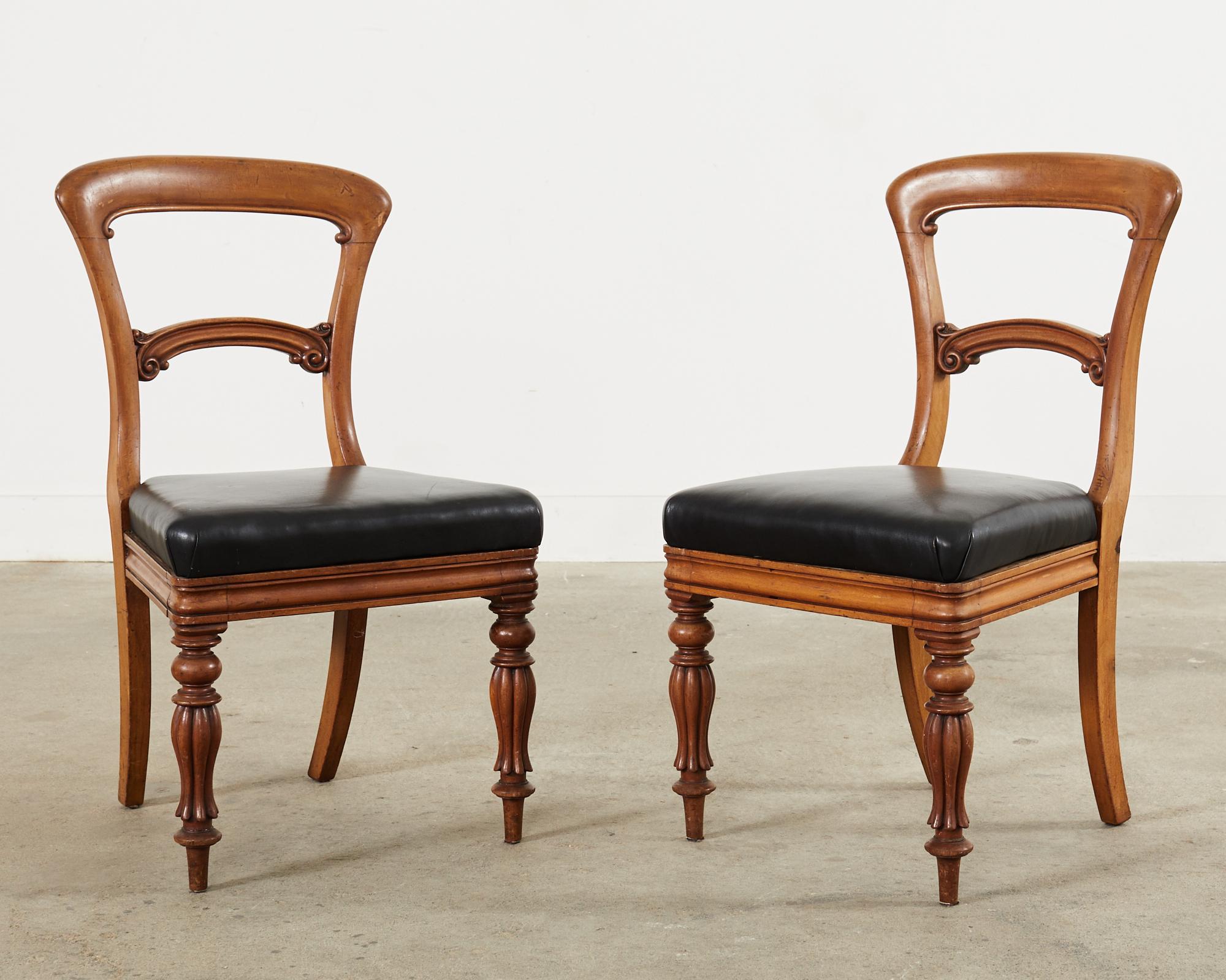 Set of Twelve William IV Mahogany Leather Dining Chairs For Sale 1