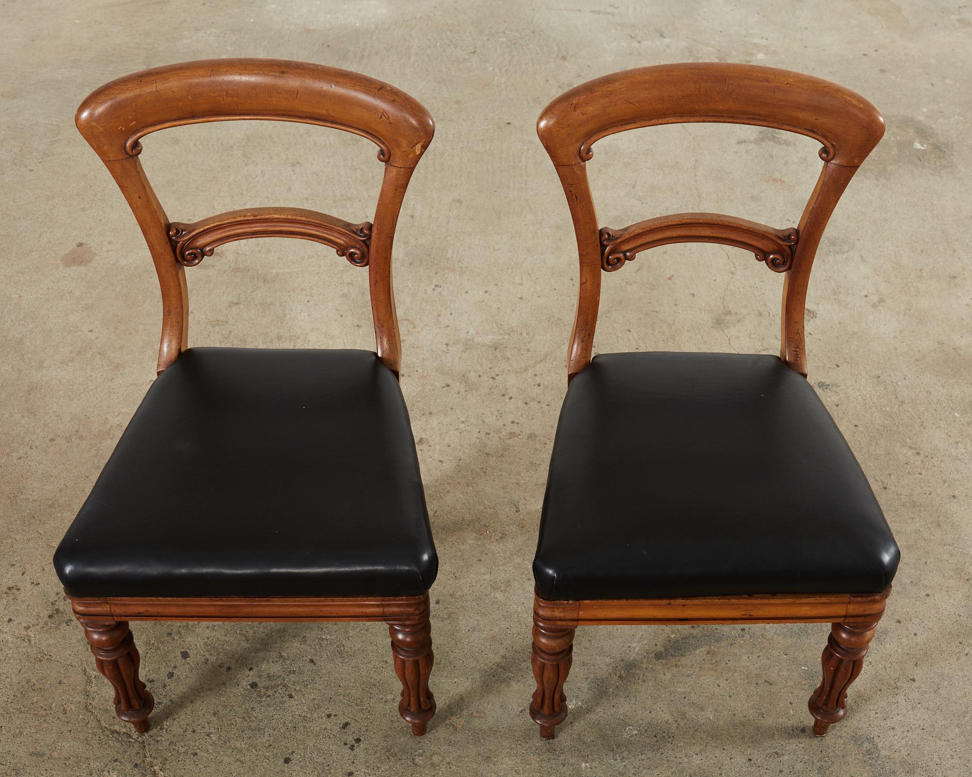 Set of Twelve William IV Mahogany Leather Dining Chairs For Sale 2