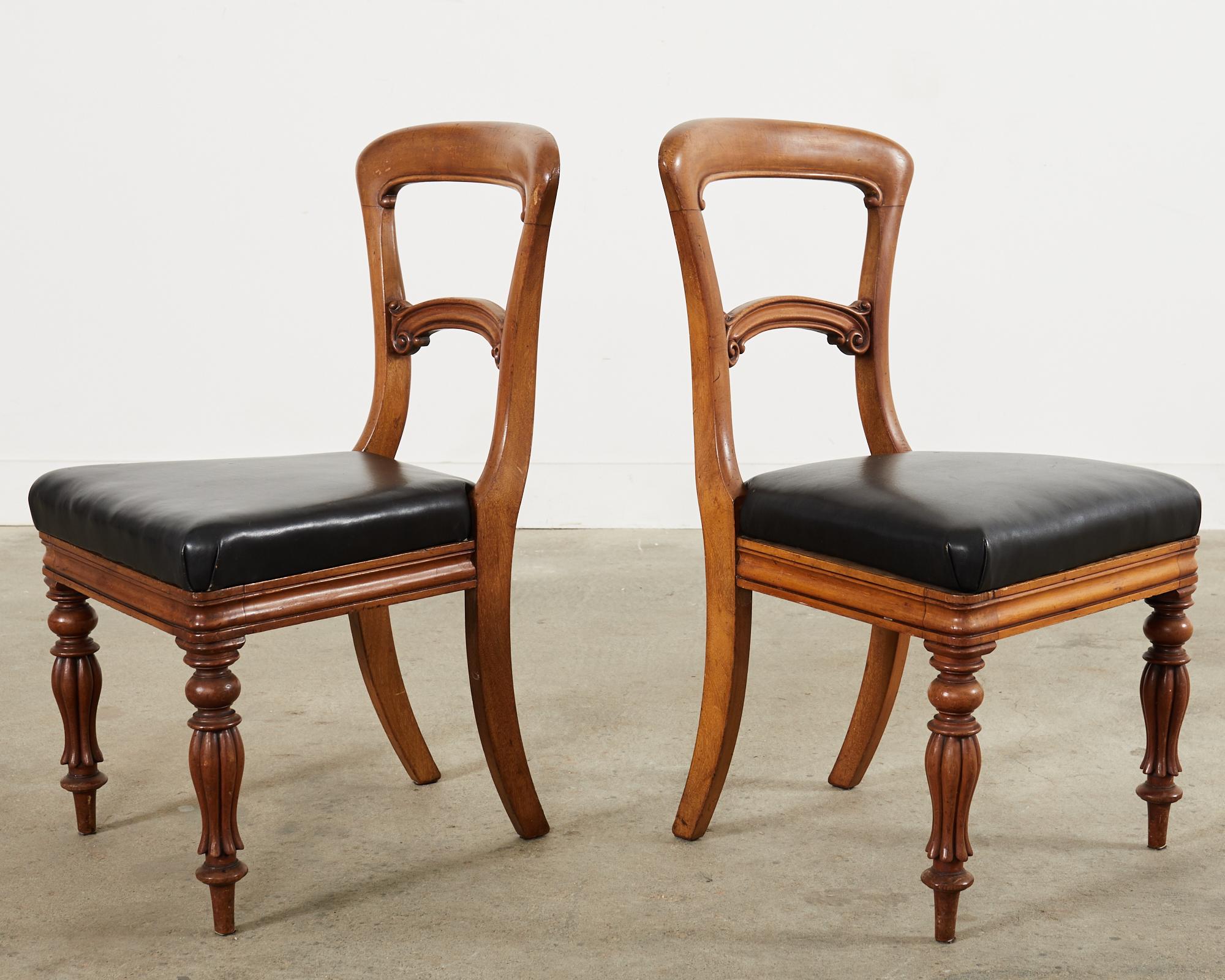 Set of Twelve William IV Mahogany Leather Dining Chairs For Sale 3