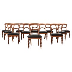 Antique Set of Twelve William IV Mahogany Leather Dining Chairs