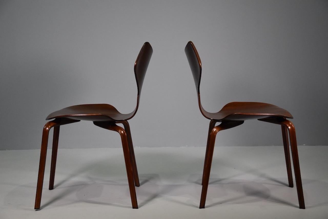 Set of Twelve Wooden Chairs Model Grand Prix by Arne Jacobsen for Fritz Hansen For Sale 5