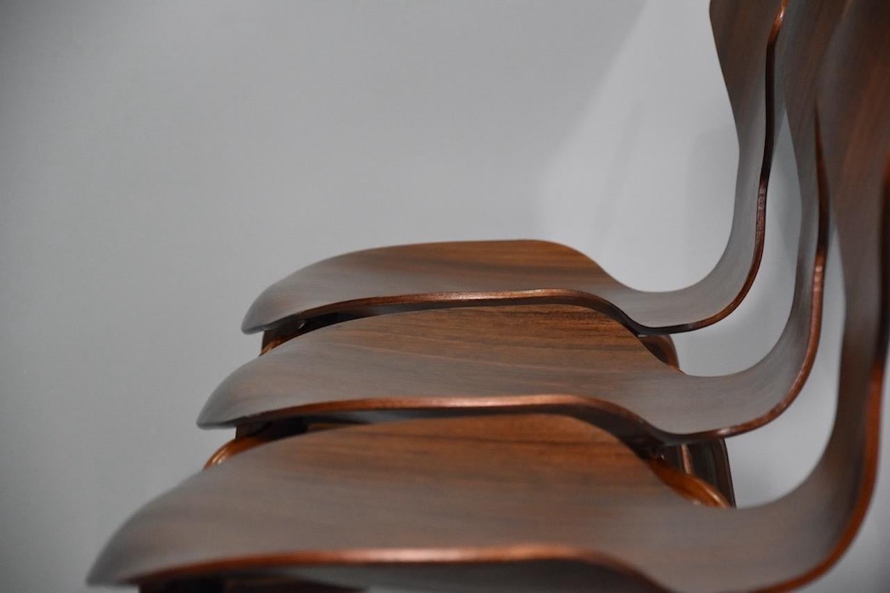 Set of Twelve Wooden Chairs Model Grand Prix by Arne Jacobsen for Fritz Hansen For Sale 1