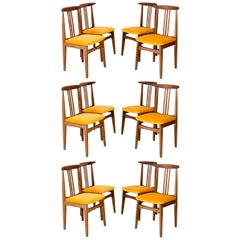 Vintage Set of Twelve Yellow Chairs, by Zielinski, Europe, 1960s