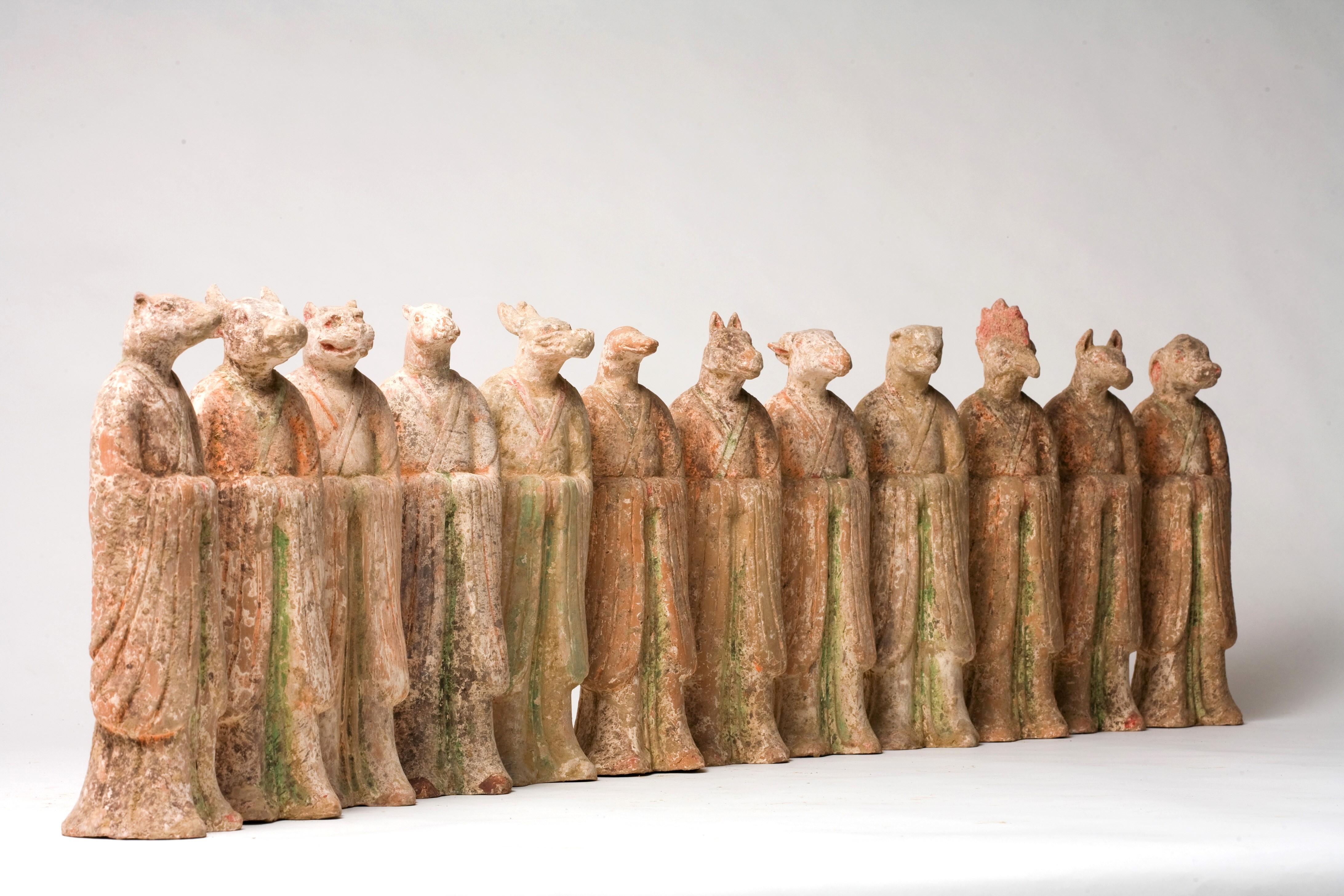 Hong Kong Set of Twelve Zodiac Animal Figures, Tang Dynasty For Sale