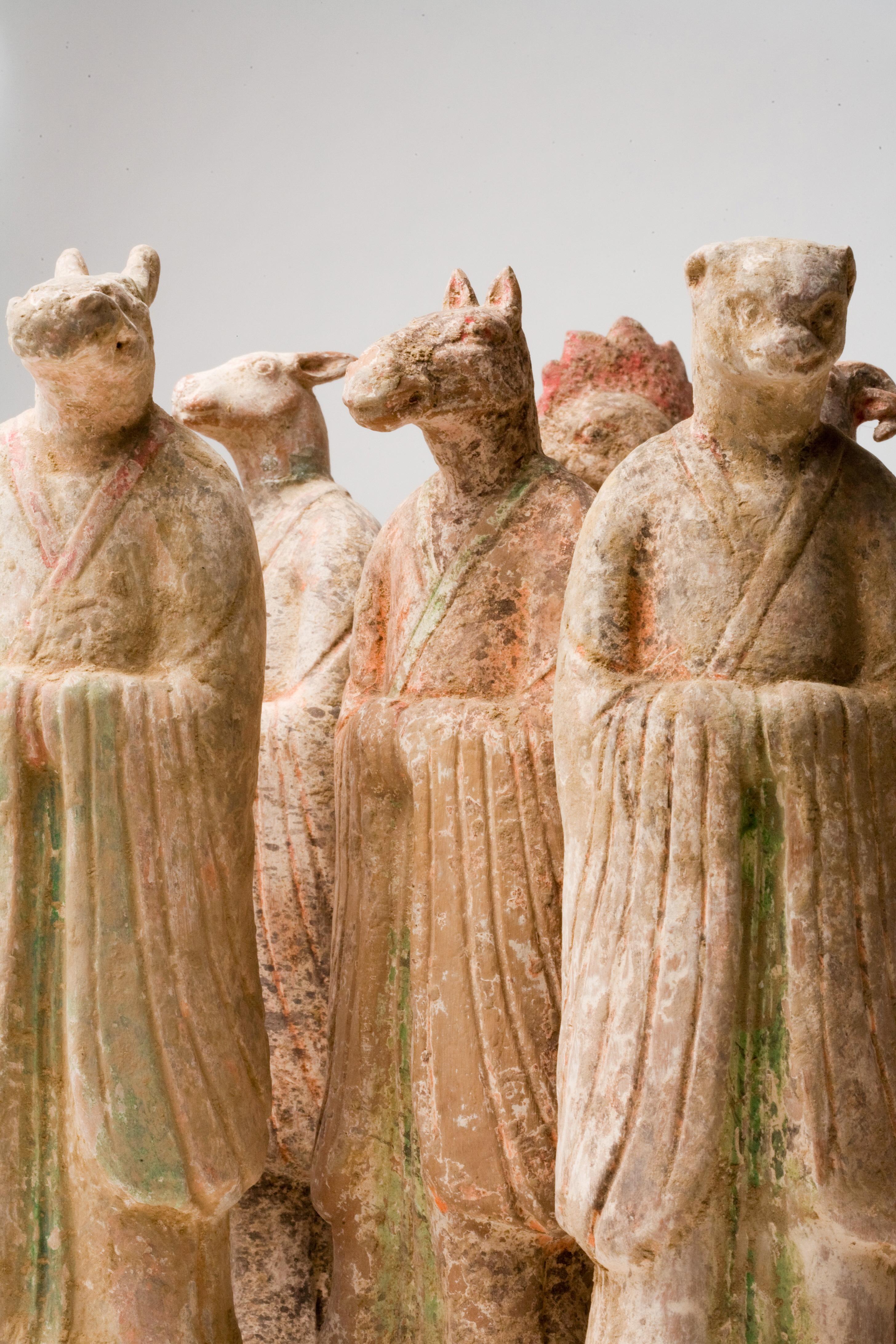 Set of Twelve Zodiac Animal Figures, Tang Dynasty In Good Condition For Sale In seoul, KR