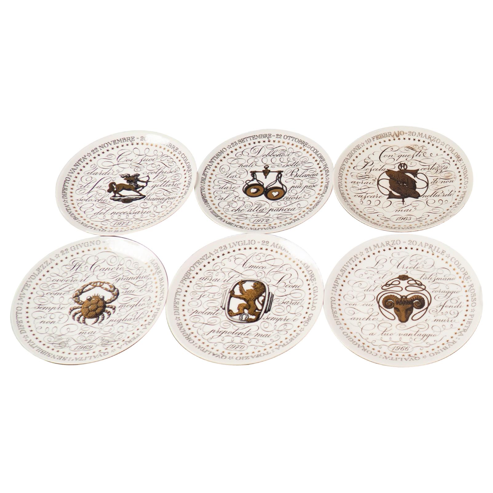 Set of Twelve Zodiac Plates by Piero Fornasetti for Perugia, Italy, 1960s-1970s