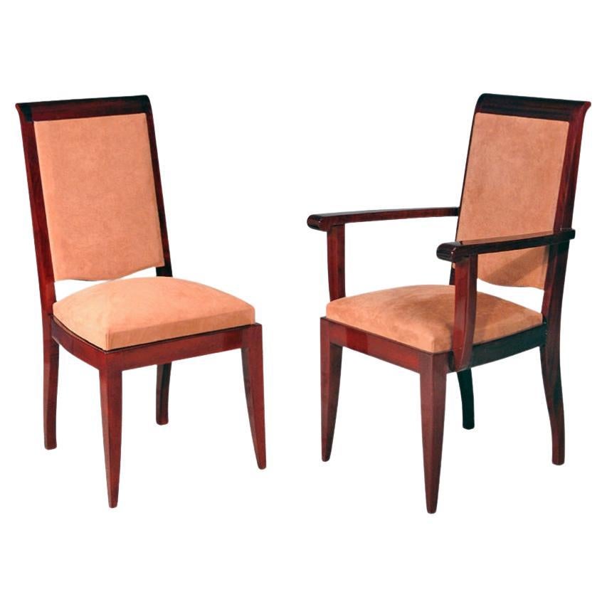 Art Deco Set of 12 Dining chairs by Gaston Poisson For Sale