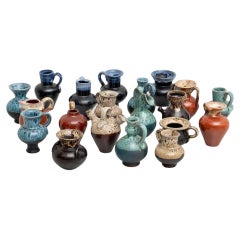 Set of Twenty Ceramic Hand Painted Small Traditional Spanish Vases, circa 1970