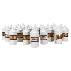 Set of Twenty Four Early 20th Century French Ceramic Apothecary Jars