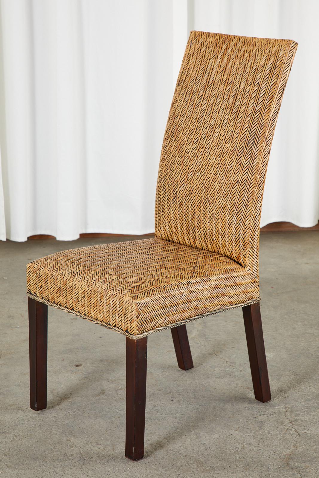 Set of Twenty-Four Organic Modern Woven Rattan Dining Chairs 4