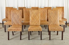 Set of Twenty-Four Organic Modern Woven Rattan Dining Chairs