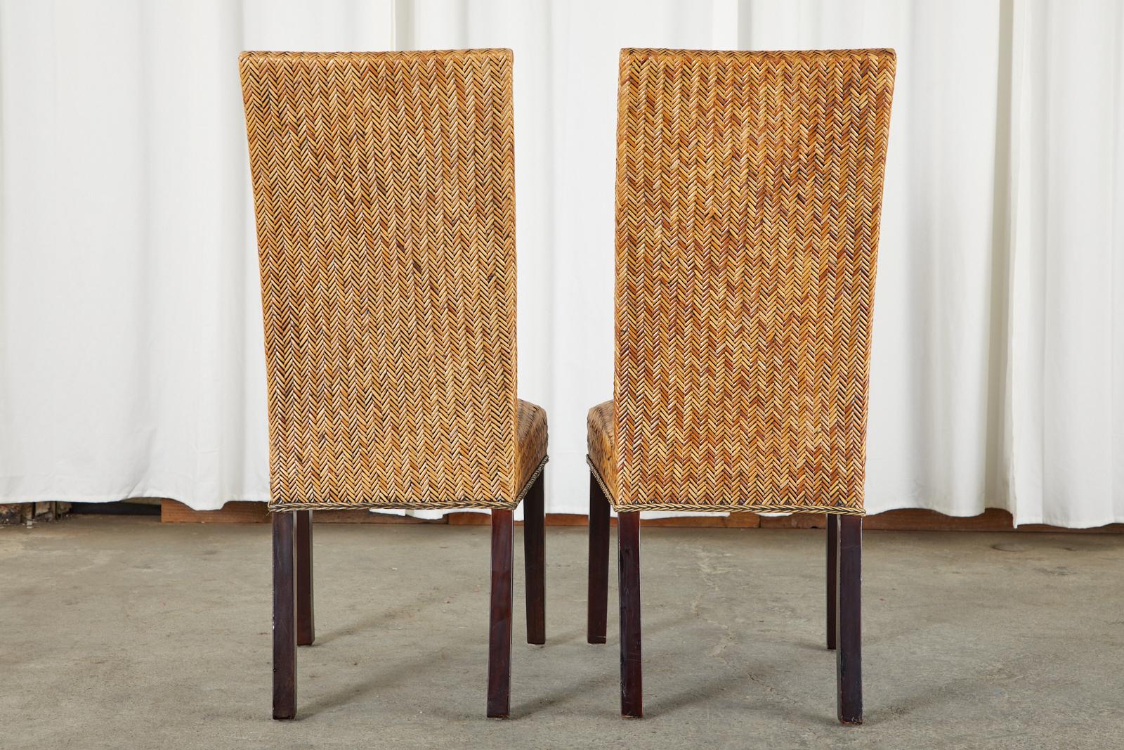 Set of Twenty-Four Organic Modern Woven Rattan Dining Chairs 14