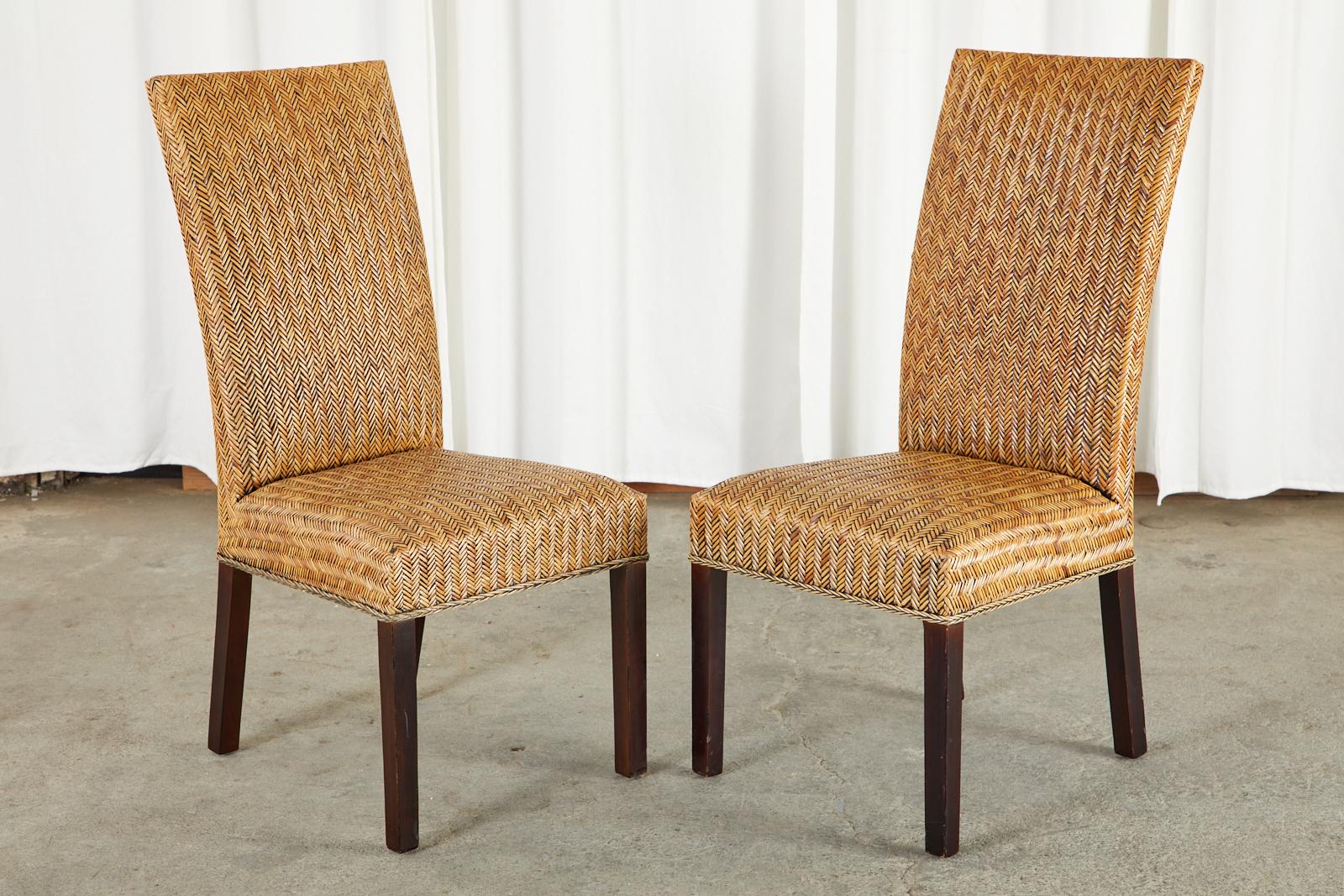 20th Century Set of Twenty-Four Organic Modern Woven Rattan Dining Chairs